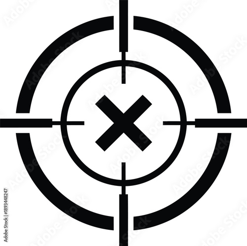 Target icon with a large 'x' mark, representing error, failure, or a missed objective