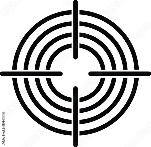 A clear black and white target scope icon symbolizing precision, focus, and aiming