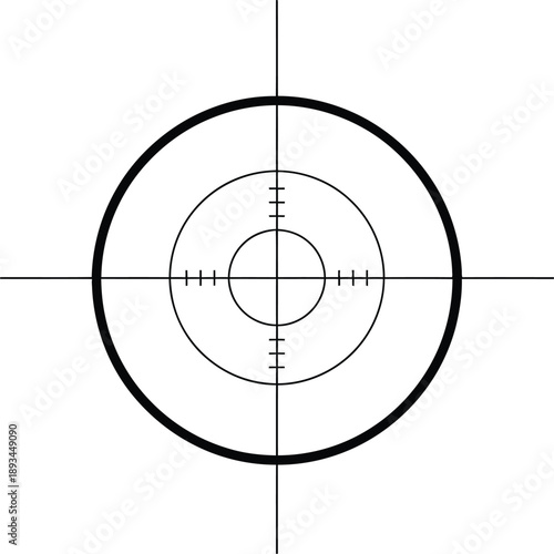 Crosshair sight with concentric circles and vertical and horizontal lines