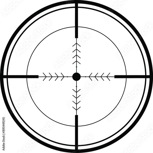 Crosshair reticle view of a target scope