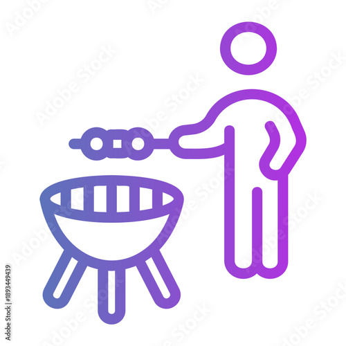 dad grilling barbecue Line Gradient Icon