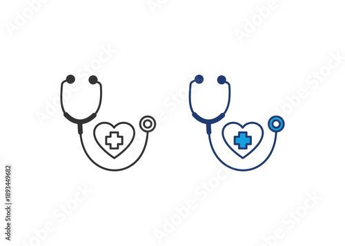 Stethoscope Icon Set Multiple Style Collection