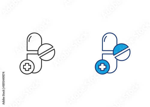 Placebo Pill Icon Set Multiple Style Collection