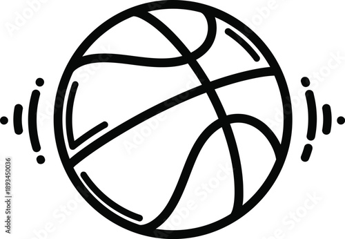 Simple line art drawing of a basketball in motion