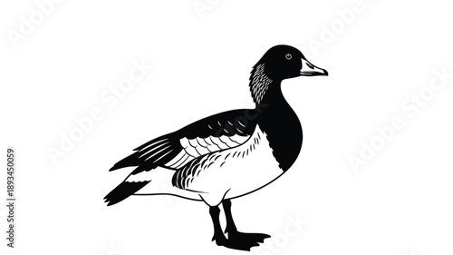 a black and white illustration of a duck in a clean simple silhouette