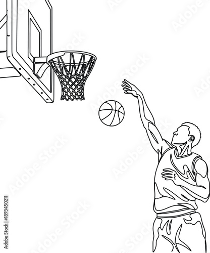 Basketball player in action, shooting a ball towards the hoop