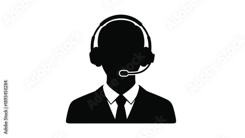 headset icon depicting a person wearing professional attire silhouette