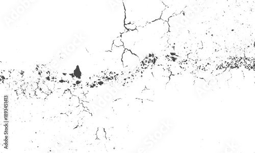 Abstract monochrome concrete crack overlay texture, Old wall concrete cracks black white grunge background