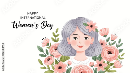 Woman with Flowers and Leaves Surrounding Her.