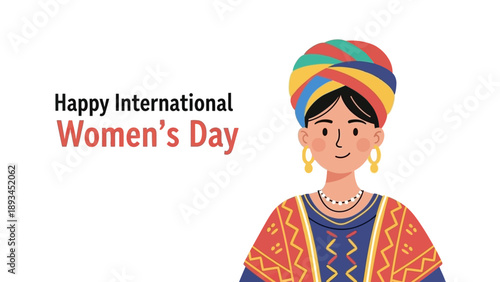 Woman Wearing Traditional Indian Clothing and Turban.