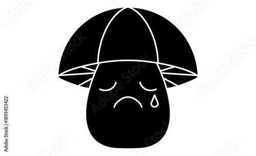 Obraz na plátně きのこのキャラクター：悲しそうな泣き顔の擬人化アイコン