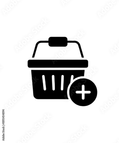 An intuitive add to shopping basket icon vector image featuring a plus sign for ecommerce user experience and digital storefronts
