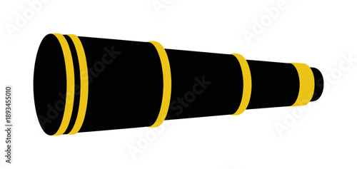 Black and gold telescope with background for exploration and discovery spyglass antique
