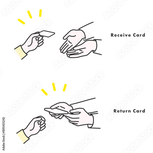 カード受け渡しのイメージイラストセット