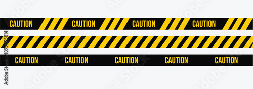 caution warning tape set: designed for industrial safety, roadwork, construction, and hazard zones. Vector illustration	