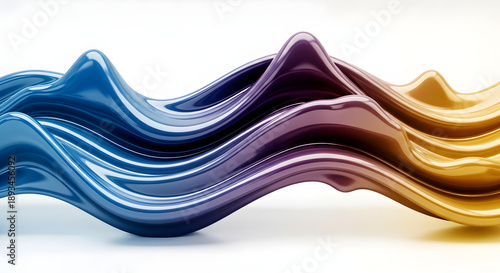 Blue and Purple Glossy Gradient Wave Abstract Background