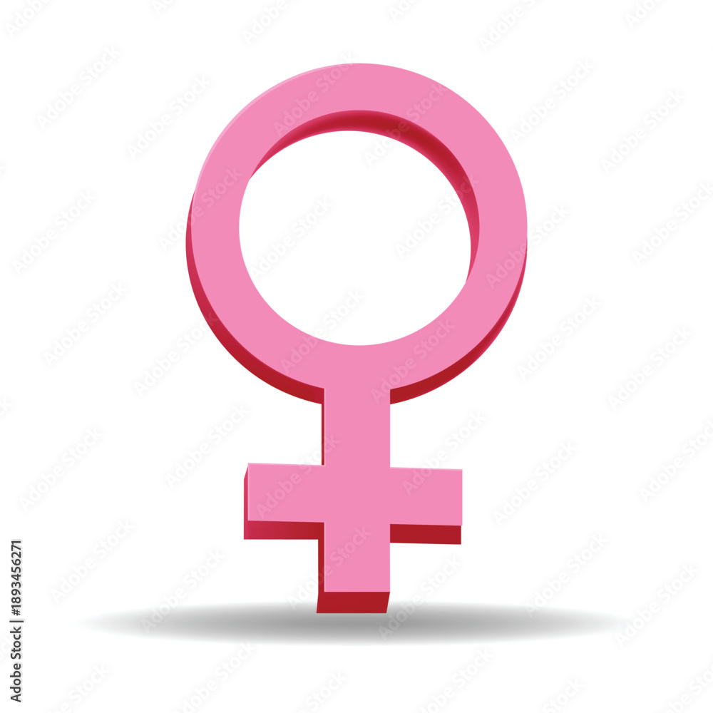 Obraz premium Modern illustration of the female gender symbol in pink color, isolated on a white background