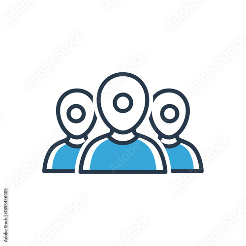 Illustration of three people icons with blue outlines, representing a group or community