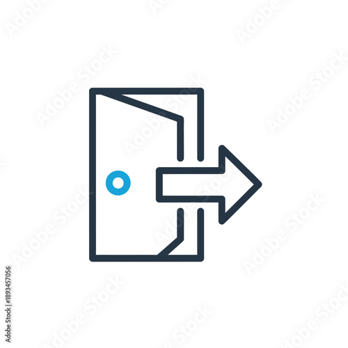 Open door with an arrow indicating an exit or entrance, symbolizing choice, direction, and leaving or entering a space