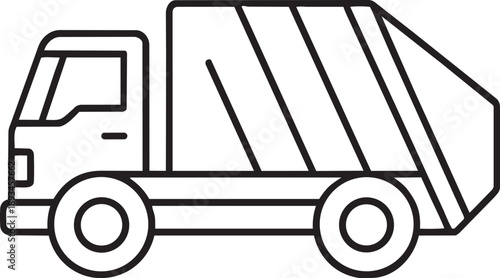Garbage truck waste collection vehicle line icon vector