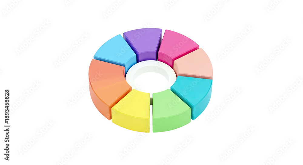 Obraz premium Colorful Pie Chart Segments on White Background