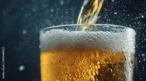 Wallpaper Mural Close-Up of Cold Beer Being Poured into a Glass with Bubbles and Motion Effects Torontodigital.ca