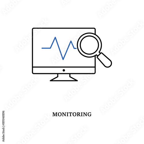 Simple Monitoring screen with pulse line icon for social media, app, and web design. Vector illustration, Eps 10.