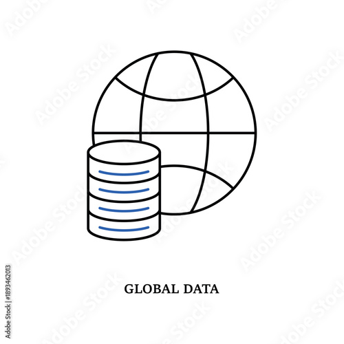 Simple Global Data globe storage icon for social media, app, and web design. Vector illustration, Eps 10.
