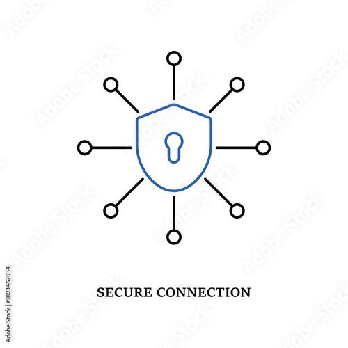 Simple Secure Connection shield and network icon for social media, app, and web design. Vector illustration, Eps 10.