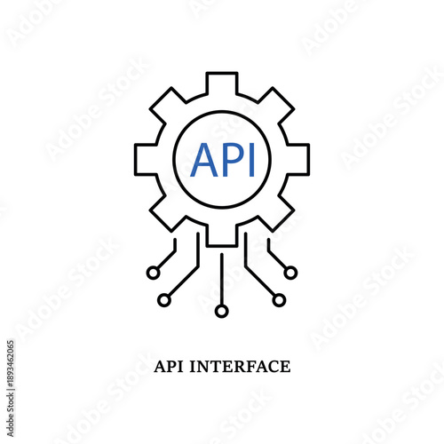 Simple API Interface gear and code icon for social media, app, and web design. Vector illustration, Eps 10.