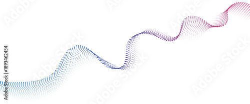 Flowing Dot Wave halftone gradient pattern on transparent background	
