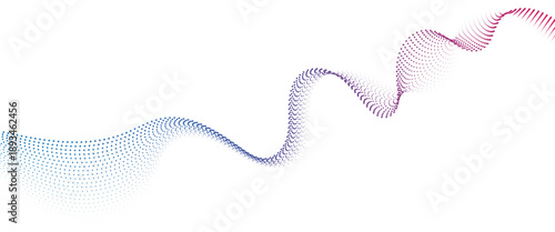 Flowing Dot Wave halftone gradient pattern on transparent background	
