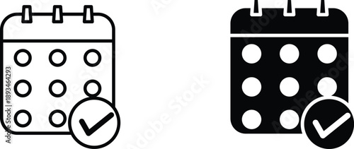 calendar check icon vector graphic illustration  with white background flat hand made icon fill icon .