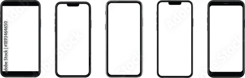 Smartphone outline, bezel comparison, notch design, mobile UI, tech device, flat vector