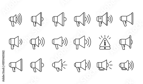 Speaker and Bullhorn Alert Icons Vector Collection