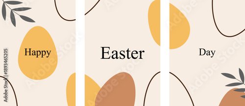 Happy Easter Day Posters Bundle Spring Holiday Greeting Set