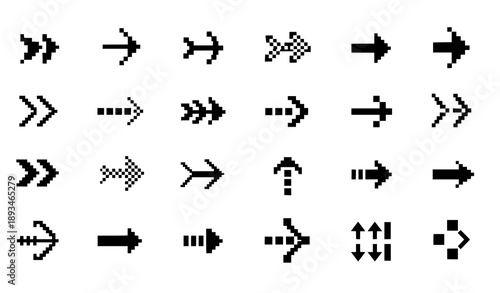 Pixel Arrow Direction Icons 8 Bit Vector Set
