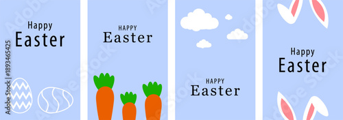 Happy Easter Day Posters Bundle Spring Holiday Greeting Set