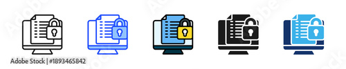Data Lock Icon Collection With Multiple Styles