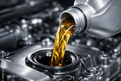 Lubricant Infusion: A close-up shot captures the precise act of pouring fresh lubricant into the engine, a moment crucial for maintaining optimal function and longevity.