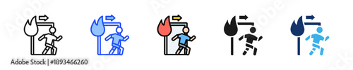 Emergency Exit Icon Collection With Multiple Styles