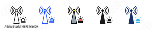 Emergency Beacon Icon Collection With Multiple Styles