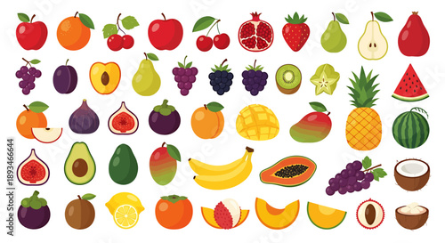 A vibrant collection of various fruits, showcasing a diverse array of colors and shapes.