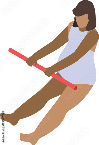 Pregnant woman exercising with pool noodle in swimming pool, enjoying healthy lifestyle during pregnancy