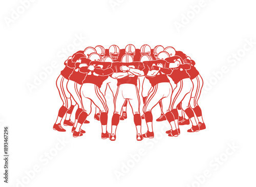 Football club t shirt design. Team huddle strategy artwork. American football champion league. Artwork for t shirt, posters, stickers, background. Bro