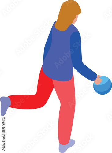 Woman throwing bowling ball, playing bowling, having fun and enjoying her free time in a bowling alley