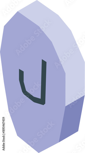 Close up of a purple microchip processing unit with the letter u, representing advanced technology and computing power