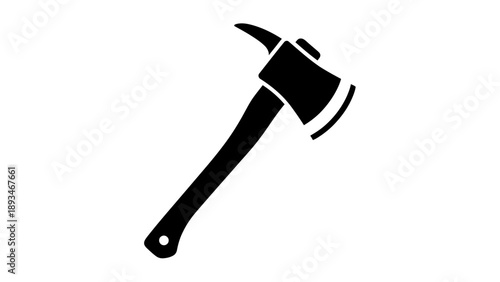 Black axe with handle and blade.