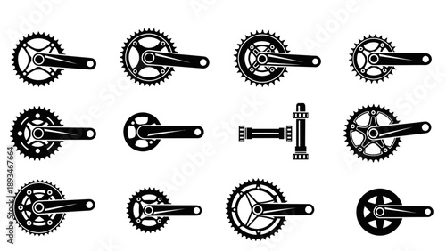 Bicycle crankset and chainring components.