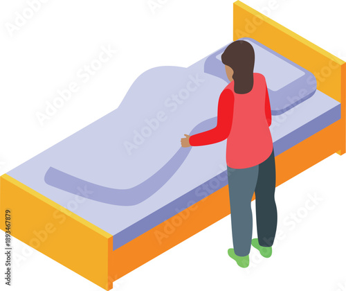 Woman making the bed after waking up, starting the day with a tidy bedroom